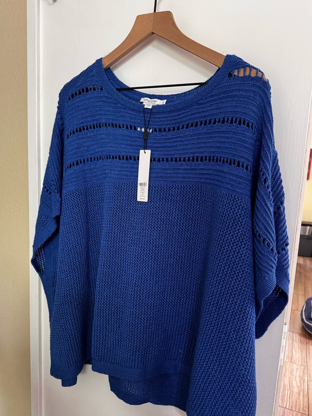 Chico's Blue Open-Knit Women's poncho